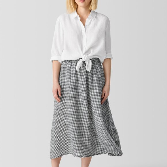 Eileen Fisher Puckered Organic Linen Pocket Skirt Size PS/PP - Picture 1 of 5